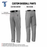 Custom Dark Grey Black Pinestripe Stretch Practice Loose-fit Baseball Pants